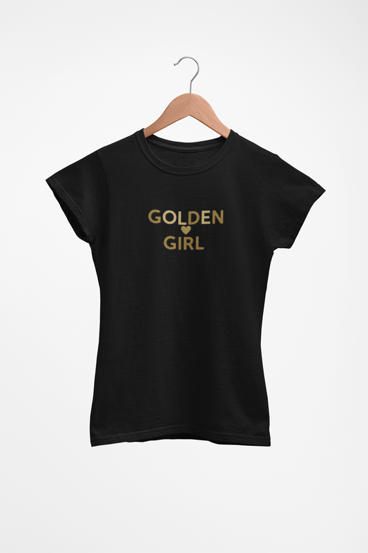 Golden Girl Kids Heavy Cotton™ Tee - Trendy Black T-Shirt for Young Fashionistas