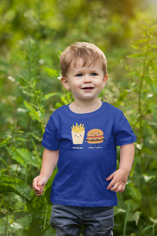 Burger and Fries Toddler Tee - Fun French Fries & Burger Graphic