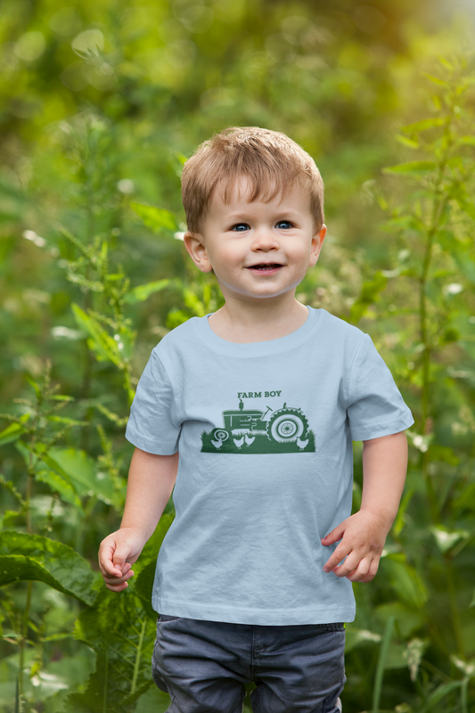 Toddler's Farm Boy Tee - Cute Tractor Design for Little Ones
